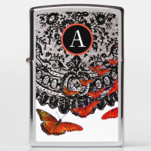 BLACK CHANTILLY LACE PATTERN CUSTOM Zippo Lighter