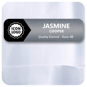 Black Charcoal Chevron Business Logo Employee ID Name Tag