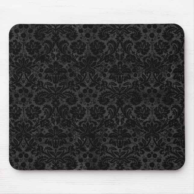 Black Charcoal Damask Mouse Pad (Front)