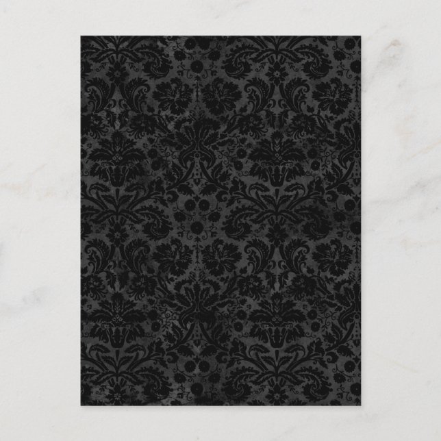 Black Charcoal Damask Postcard (Front)