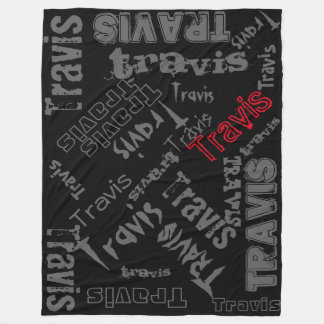 Black, Charcoal Grey and Red Blanket Name Collage