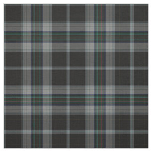 Black Charcoal Grey Green Tartan Plaid Fabric