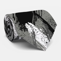 Black Charcoal Grey White Camouflage Neck Tie