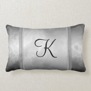 Black Charcoal Marble Personalised Lumbar Cushion