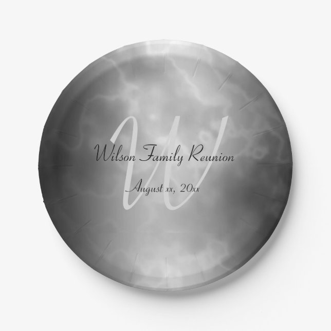Black Charcoal Marble Personalised Paper Plate (Front)