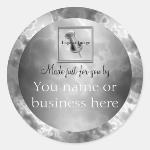 Black Charcoal Marble personalised Round Classic Round Sticker