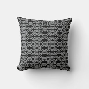 Black Charcoal Sound Wave Design Large Tiles Cushion