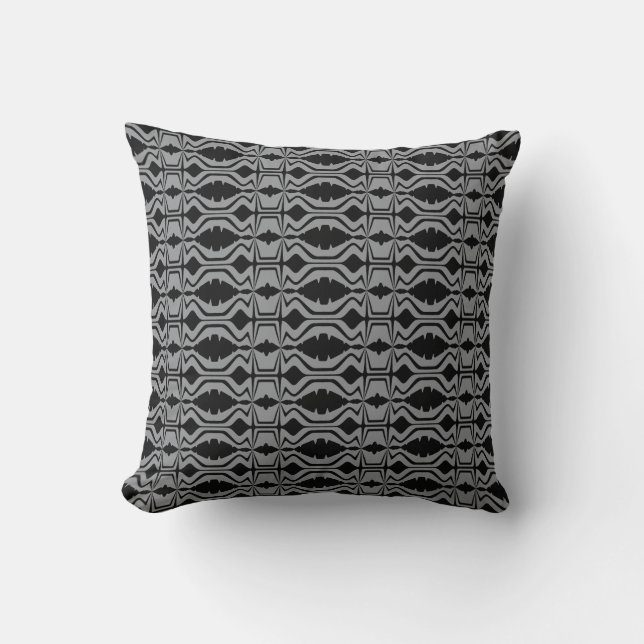 Black Charcoal Sound Wave Design Large Tiles Cushion (Front)