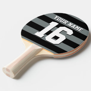 Black Charcoal Team Jersey Preppy Stripe Ping Pong Paddle