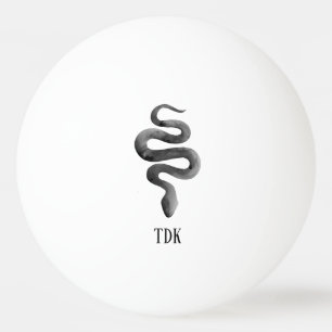 black charcoal watercolor snake custom stylish ping pong ball