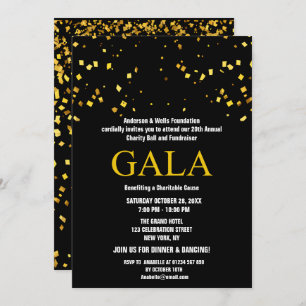 Black Charity Ball Corporate Fundraising Party Invitation