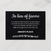 Black Charity Donation In Lieu Of Favours Wedding