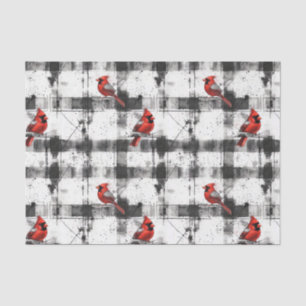 Black Check Cardinal Watercolor Tissue Paper