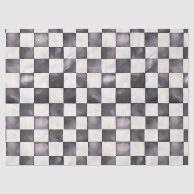Black Checkered Decorative Tissue Wrap Paper (Front)