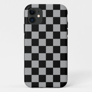 Black checkers on grey background iPhone 11 case