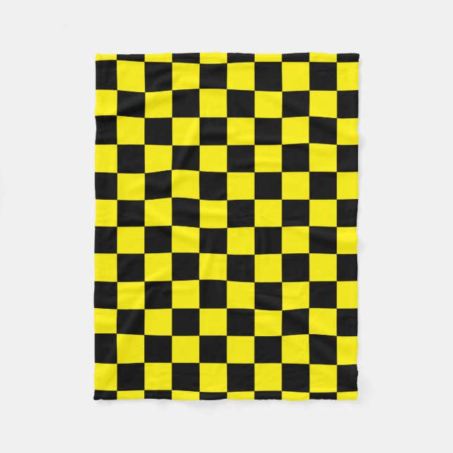 Black checkers on yellow fleece blanket (Front)