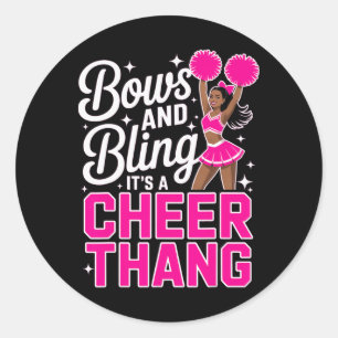 Black Cheerleader Bows Cheer Melanin Cheerleading  Classic Round Sticker