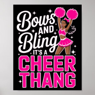 Black Cheerleader Bows Cheer Melanin Cheerleading  Poster