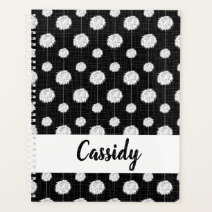 Black Cheerleader Pom Pom Pattern Planner
