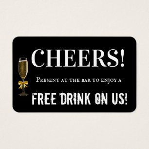 Black Cheers Wedding Bar Drink Voucher Ticket 