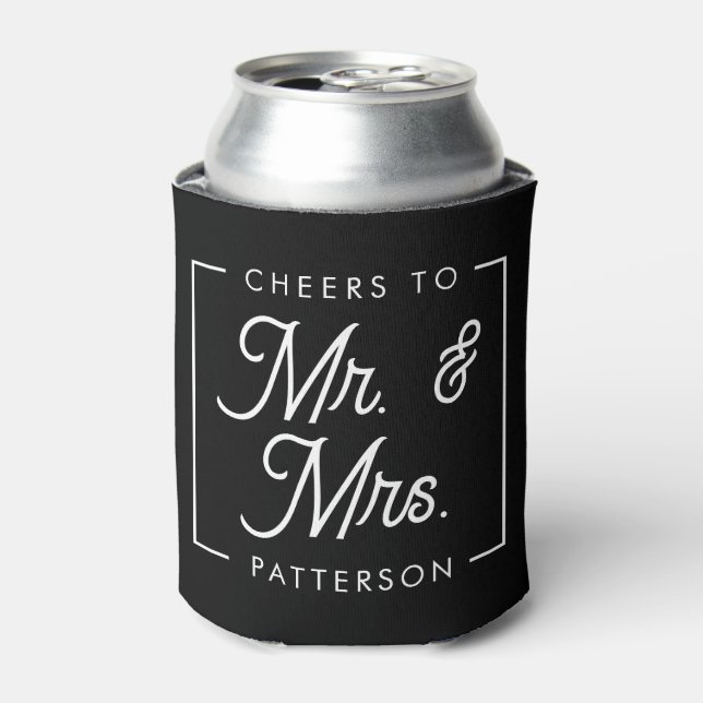 Black Cheers Wedding Favours Can Cooler (Can Front)