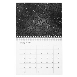 Black Cheetah Leopard Print Stylish Animal Simple Calendar