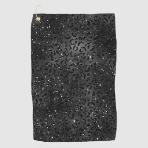 Black Cheetah Leopard Skin Print Pattern Animal Golf Towel