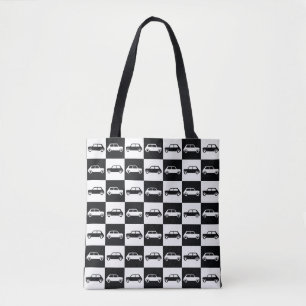 Black Chequerboard Mini Cooper Tote Bag