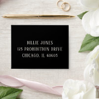Black Chequerboard Printed Return Address RSVP
