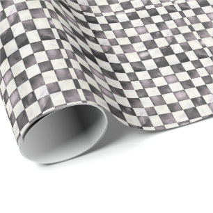 Black Chequered Decorative Gift Wrap Paper