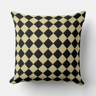 Black Chequered Diamond Pattern Cushion