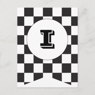 Black Chequered Flag Bunting Banner Post Card
