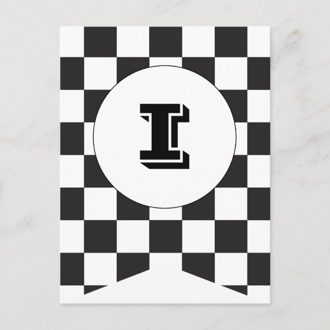 Black Chequered Flag Bunting Banner Post Card (Front)