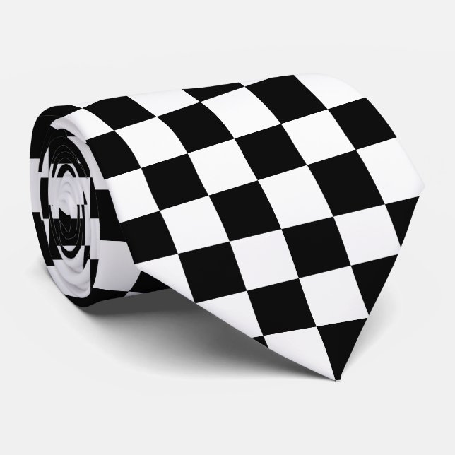 Black Chequered Tie (Rolled)