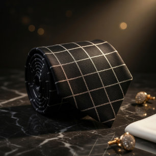 Black Chequered  Tie