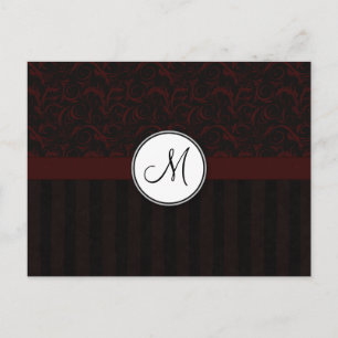 Black Cherry Floral Wisps & Stripes with Monogram Postcard
