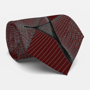Black Cherry Garnet Red & Silver Grey "Spider Web" Tie