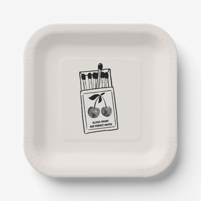 Black Cherry Perfect Match Bachelorette Plates (Front)