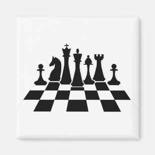 Black chess pieces on a chessboard magnet