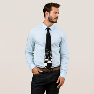 Black chess pieces on a chessboard tie