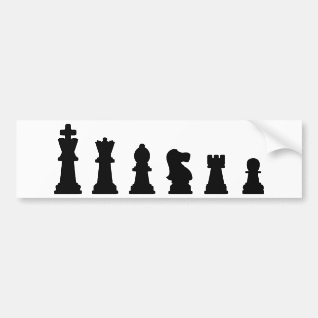 Black chess pieces on white bumper sticker (Front)
