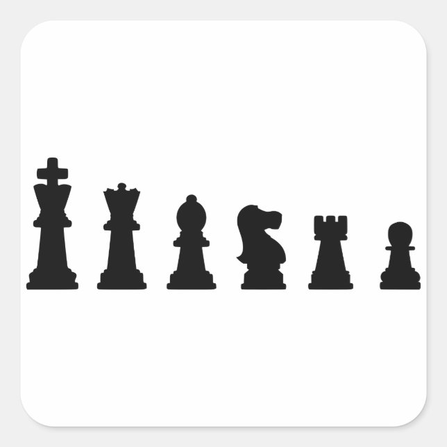 Black chess pieces on white square sticker (Front)