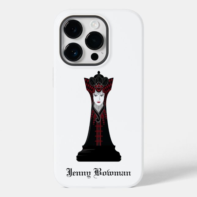 Black Chess queen / Personalised Name Case-Mate iP iPhone Case (Back)