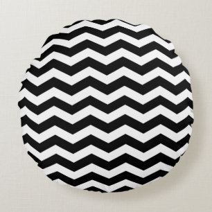 Black Chevron Pattern Round Pillows