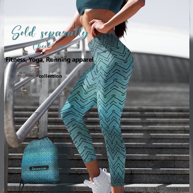 Black Chevron pattern with Gradient Blue Leggings (Creator Uploaded)