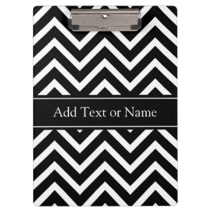 Black Chevron Stripes Squiggly Lines Personalised Clipboard