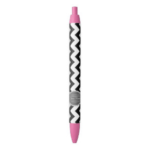 Black Chevron with Grey Personalised Name Ink Pen