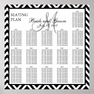 Black Chevron Zig Zag Wedding Seating Chart 160