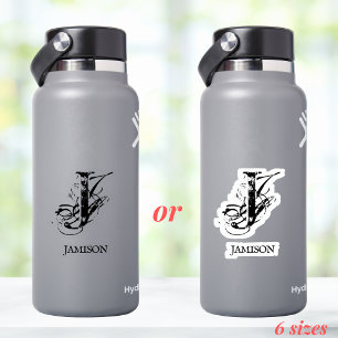 Black Chic Distressed Name Water Bottle Tumbler