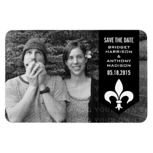 Black Chic Flourish Banner Save the Date Magnet